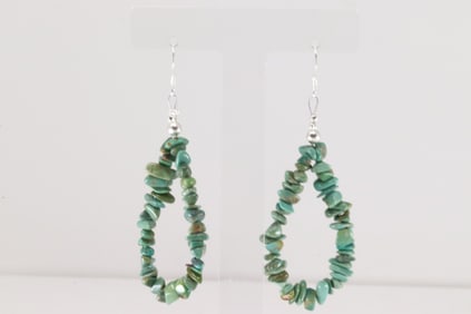Native America Navajo Sterling Silver Turquoise Dangling Earring's.