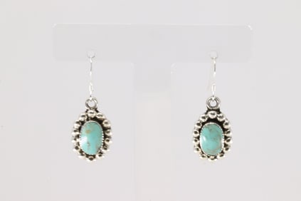 Native America Navajo Sterling Silver Turquoise Dangling Earring's By Sarah Yazzie.