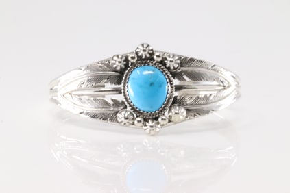 Native America Navajo Sterling Silver Turquoise Bracelet Cuff By Bobby Platero.