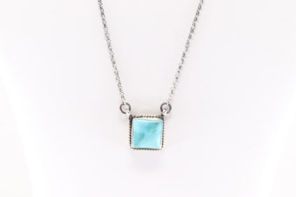Native America Navajo Sterling Silver Kingman Turquoise Necklace By Donovan Skeets.