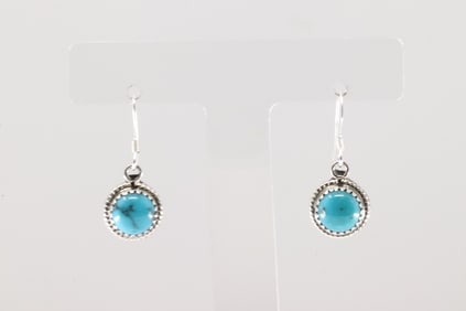 Native America Navajo Sterling Silver Turquoise Dangling Earring's By Sharon McCarthy.