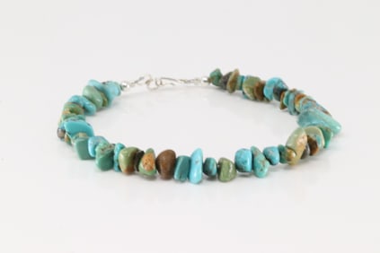 Native American Navajo Sterling Silver Turquoise Bracelet Link.