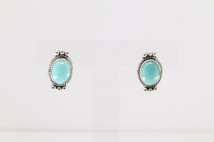 Native American Navajo Sterling Silver Turquoise Post Earring's By Rena Begay.