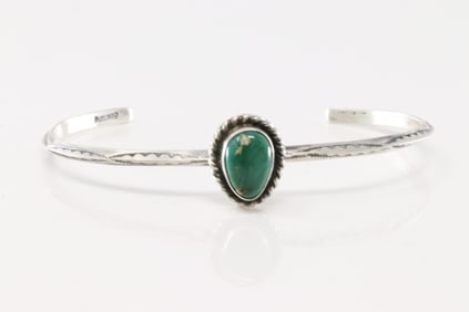 Native America Navajo Sterling Silver Turquoise Bracelet Cuff By D.