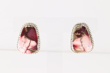 Native America Navajo Sterling Silver Dahlia Rose Post Earring's By Gabi Jim.