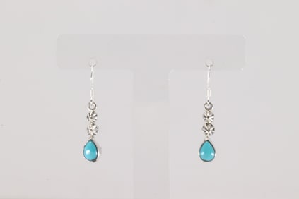 Native America Navajo Sterling Silver Turquoise Dangling Earring's By Verley Betone.