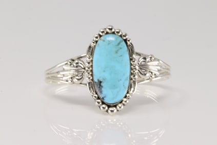 Native America Navajo Sterling Silver Turquoise Bracelet Cuff By Emerson Delgarito.