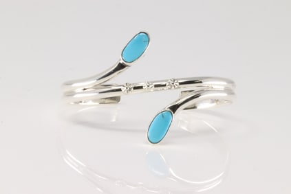 Native America Navajo Sterling Silver Turquoise Bracelet Cuff By Thomas Yazzie.