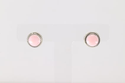 Native America Navajo Sterling Silver Pink Conch Shell Post Earring's By Esther White.