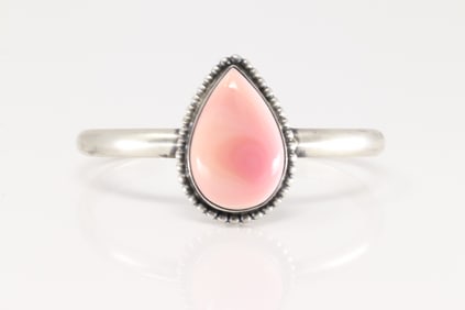 Native American Navajo Sterling Silver Pink Conch Shell Bracelet Cuff By Chimney Butte.