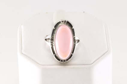 Native America Navajo Sterling Silver Pink Conch Shell Ring By S.E.