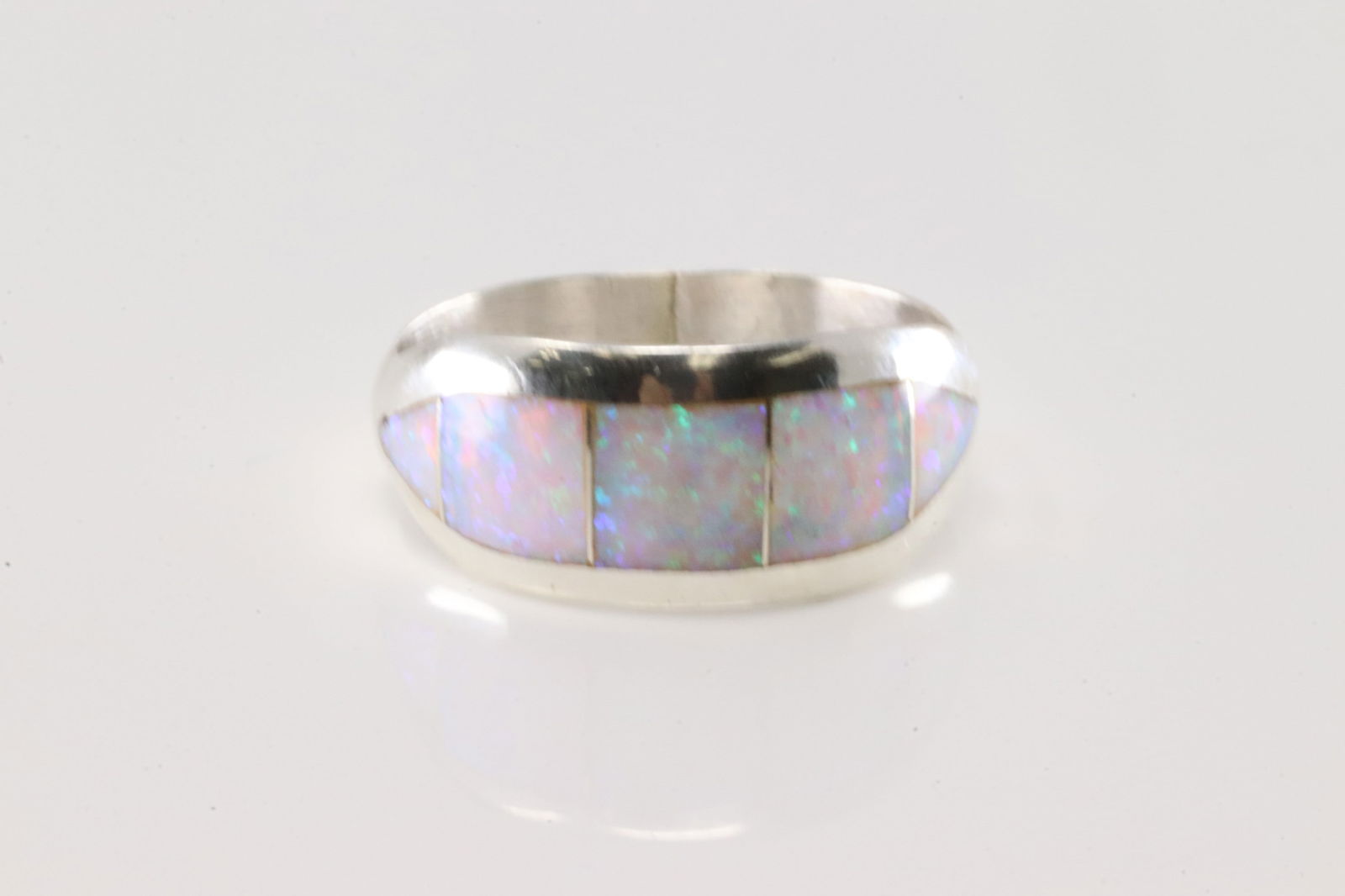 Native America Navajo Sterling Silver Opal Inlay Ring T.N. (1 of 4)