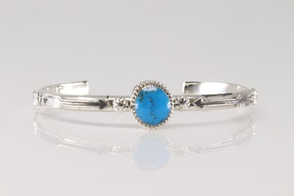 Native America Navajo Sterling Silver Turquoise Bracelet Cuff By Brandon Belin.