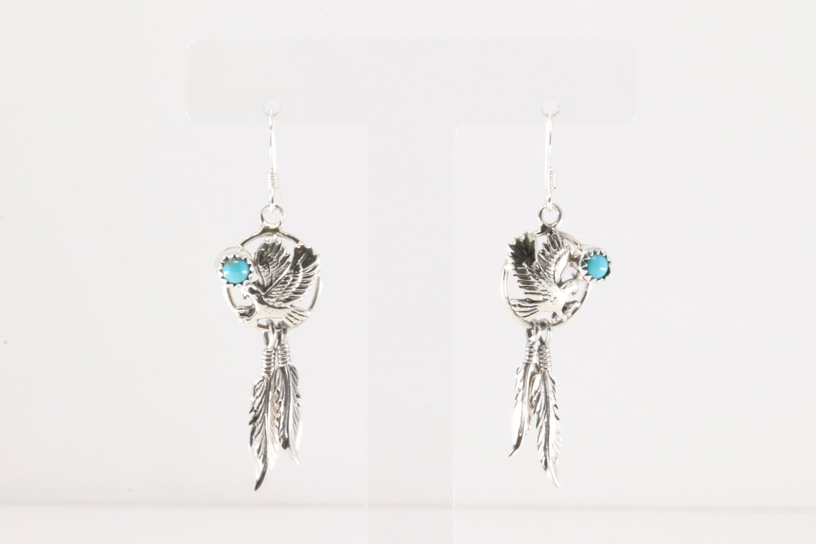 Native America Navajo Sterling Silver Turquoise Eagle Dangling Earring's By Rosie Chee.: This is a Native America Navajo Sterling Silver Turquoise Eagle Dangling Earring's By Rosie Chee.
