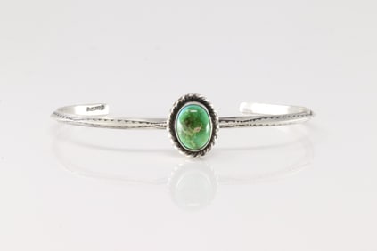 Native America Navajo Sterling Silver Sonora Gold Turquoise Bracelet Cuff By D.