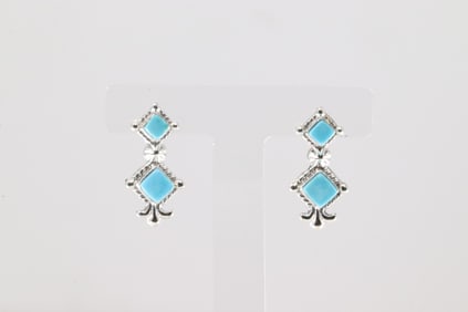 Native America Navajo Sterling Silver Turquoise Post Earring's By Sadie Jim.