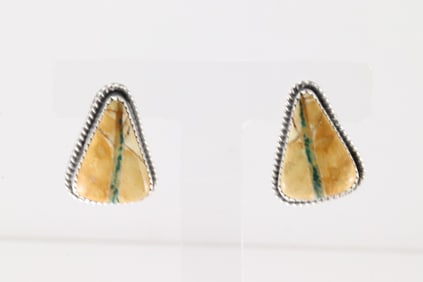 Native America Navajo Sterling Silver Boulder Turquoise Post Earring's By Virginia Becenti.