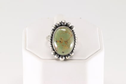 Native America Navajo Sterling Silver Turquoise Ring By A.M.