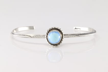 Native American Navajo Sterling Silver Golden Hill Turquoise Bracelet Cuff By D.