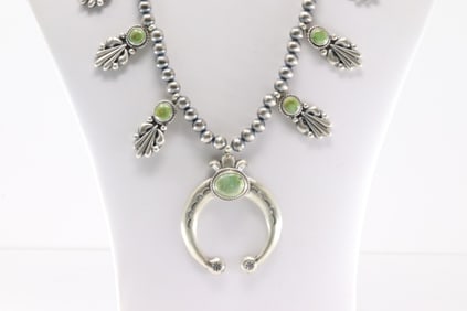 Native America Navajo Sterling Silver Palomino Naja Necklace By Bobby Platero.