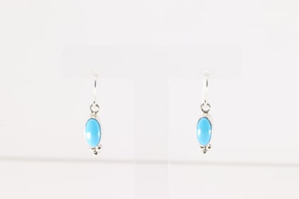 Native America Navajo Sterling Silver Turquoise Dangling Earring's By S.H.