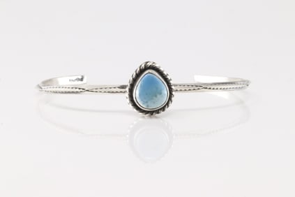 Native America Navajo Sterling Silver Golden Hill Turquoise Bracelet Cuff By D.