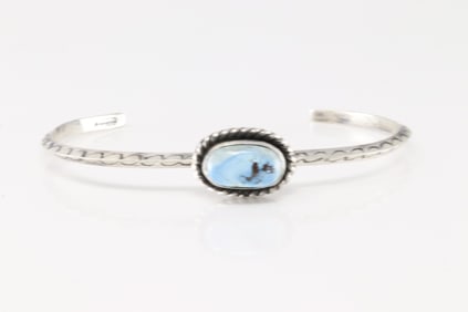 Native America Navajo Sterling Silver Golden Hill Turquoise Bracelet Cuff By D.