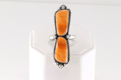 Native America Navajo Sterling Silver Spiny Osyter Ring By Eugene Belone.