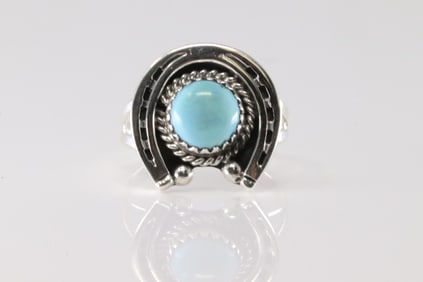 Native America Navajo Sterling Silver Turquoise Naja Ring By Alice Rose Saunders.