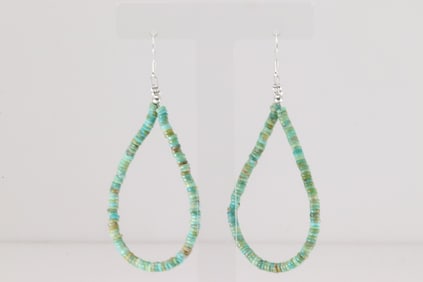 Native America Navajo Sterling Silver Turquoise Dangling Earring's.