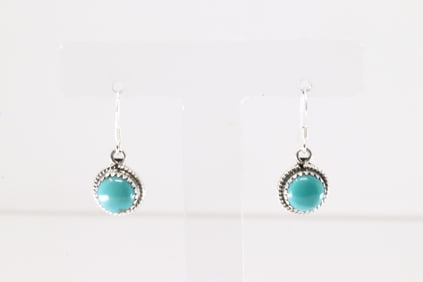 Native America Navajo Sterling Silver Turquoise Dangling Earring's By Sharon McCarthy.