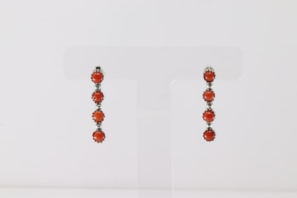 Native America Navajo Sterling Silver Coral Post Earring's By Franklin Johnson.