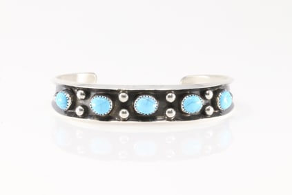Native America Navajo Sterling Silver Turquoise Bracelet Cuff By Paul Largo.