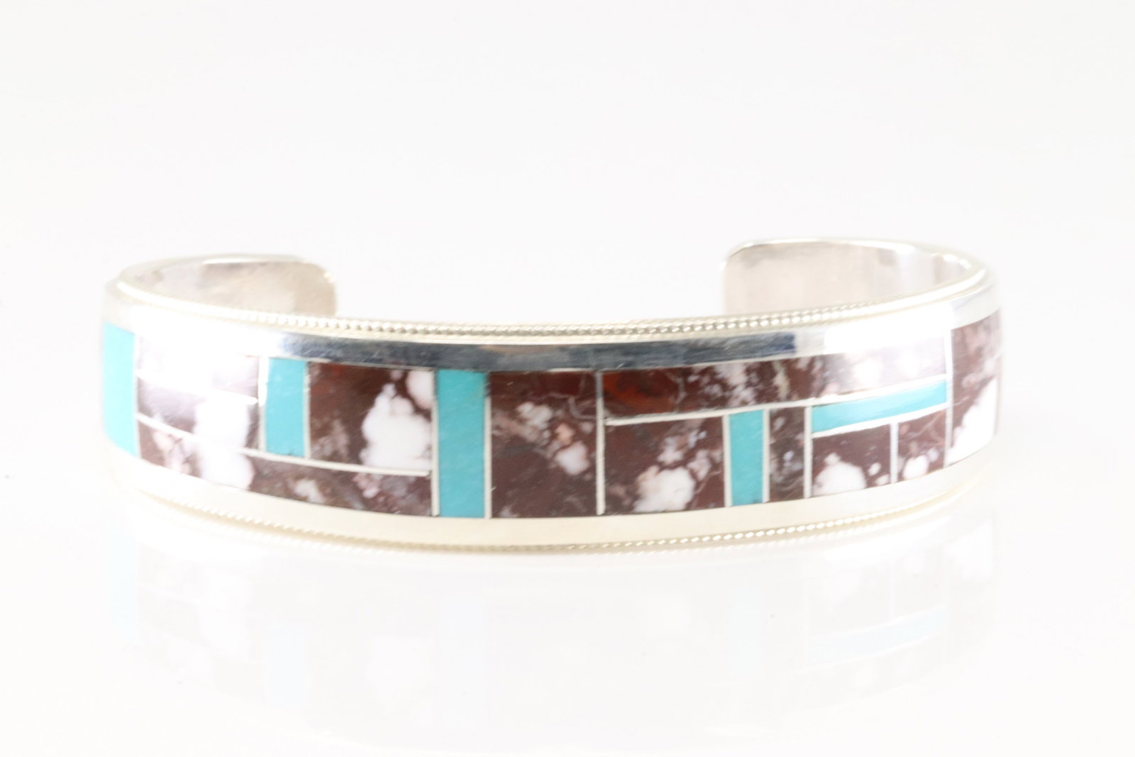 Native America Zuni Sterling Silver Multi-Color Stone Inlay Bracelet Cuff By R.G.B. (1 of 4)