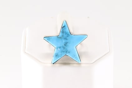 Native America Navajo Sterling Silver Kingman Star Ring By Donovan Skeets.