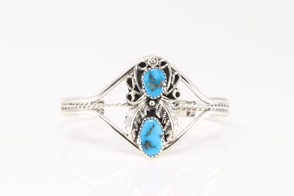 Native America Navajo Sterling Silver Turquoise Bracelet Cuff By Harry B Yazzie.