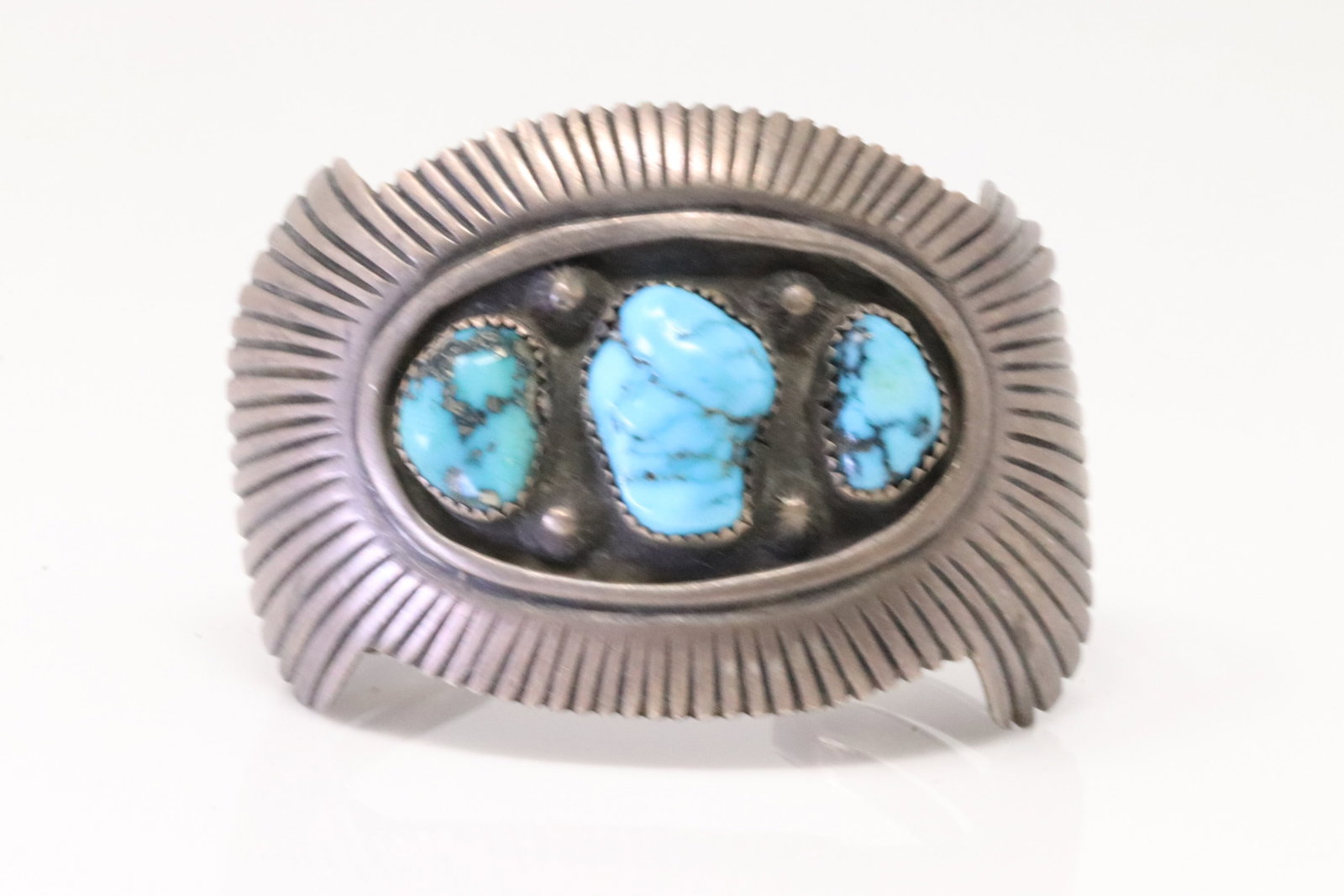 Native American Navajo Sterling Silver Old Pawn Turquoise Bracelet Cuff. (1 of 4)
