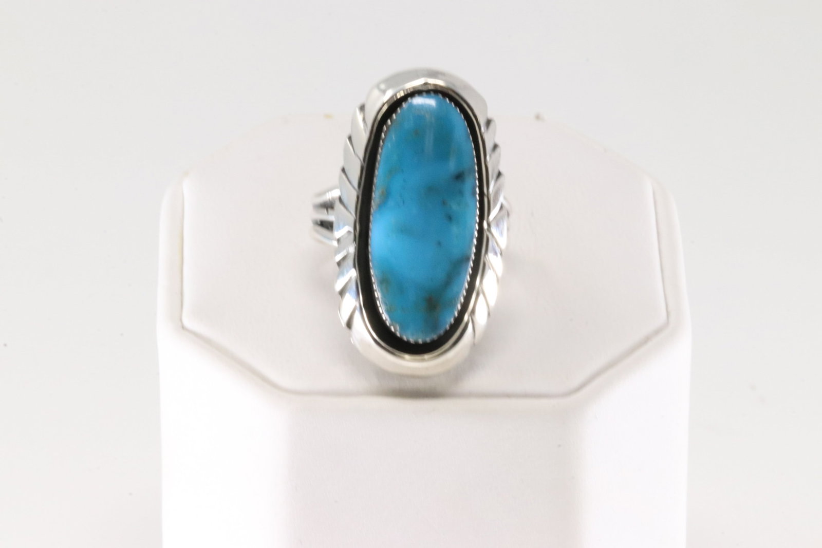 Native America Navajo Sterling Silver Turquoise Ring By Myra Benally.: This is a Native America Navajo Sterling Silver Turquoise Ring By Myra Benally. Ring size: 7.50.