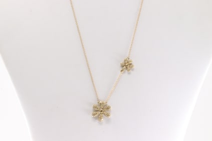 Diamond Flower Necklace 14kt.