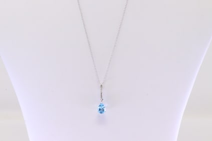 Diamond & Blue Topaz Pendat / Necklace 10Kt.