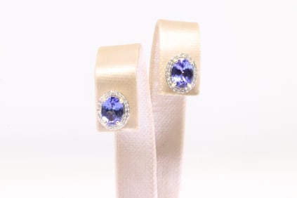 Diamond / Tanzanite Stud Earring 10Kt.