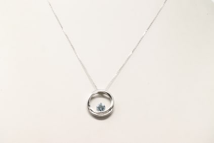 Aquamarine & Diamond Pendant / Necklace 10Kt.