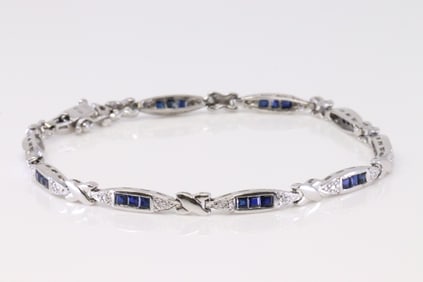 14Kt White Gold Sapphire / Diamond Bracelet.