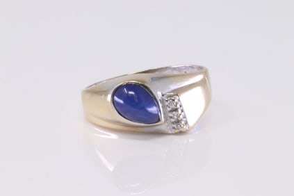 Star Sapphire & Diamond Ring 14Kt.