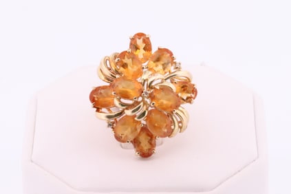 Citrine & Diamond Ring 14Kt.
