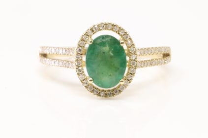 Emerald & Diamond Ring 10Kt.