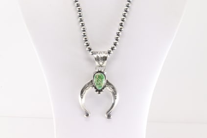 Native America Navajo Sterling Silver Sonora Gold Turquioise Naja Necklace By Samuel Yellowhair.