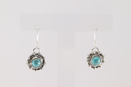 Native America Navajo Sterling Silver Turquopise Dangling Earring's By Robert Martinez.