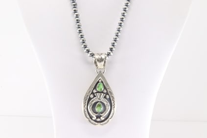 Native America Navajo Sterling Silver Sonora Gold Turquoise Necklace By Verley Betone.