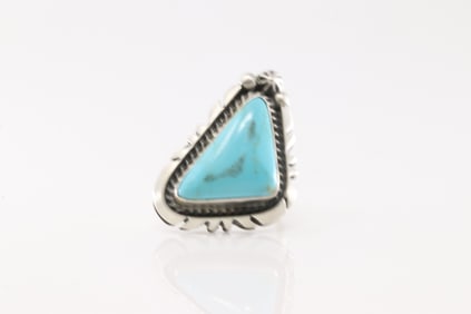 Native America Navajo Sterling Silver Turquoise Ring By Donovan Skeets.